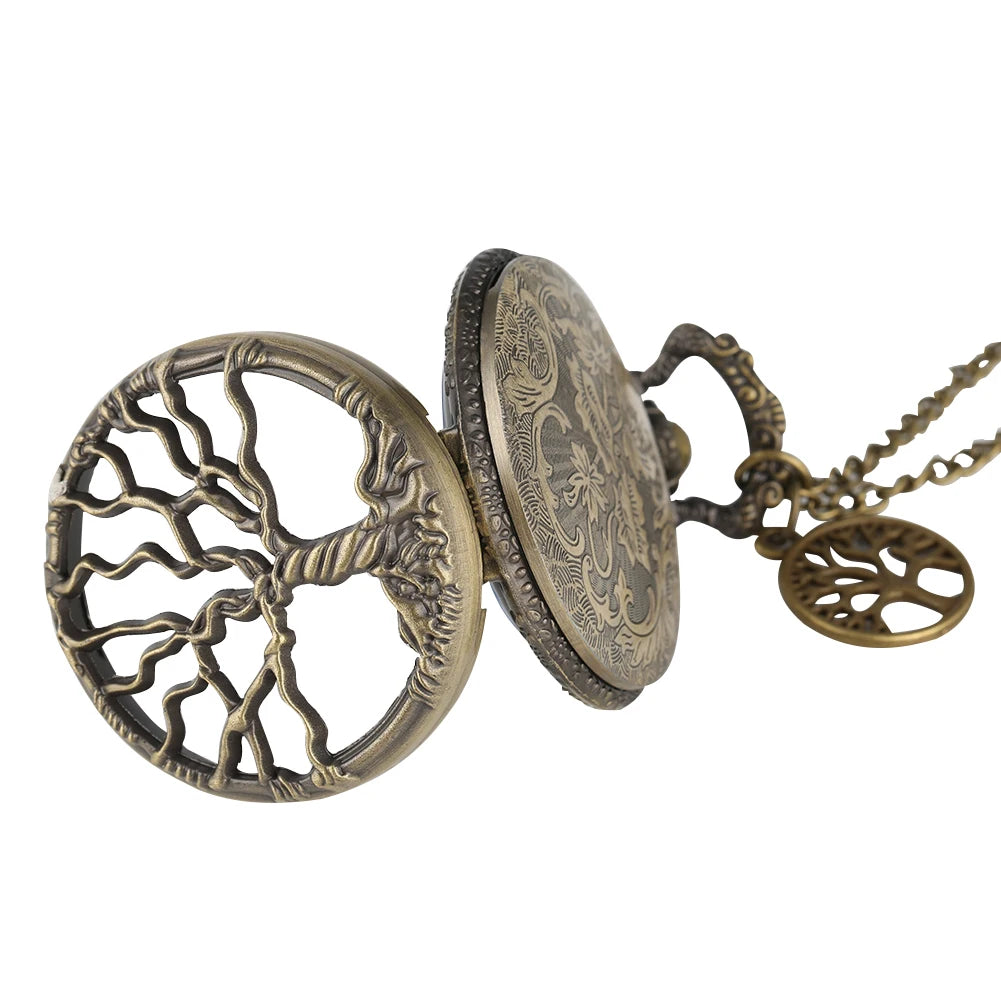 Vintage Tree of Life Pocket Watch Necklace