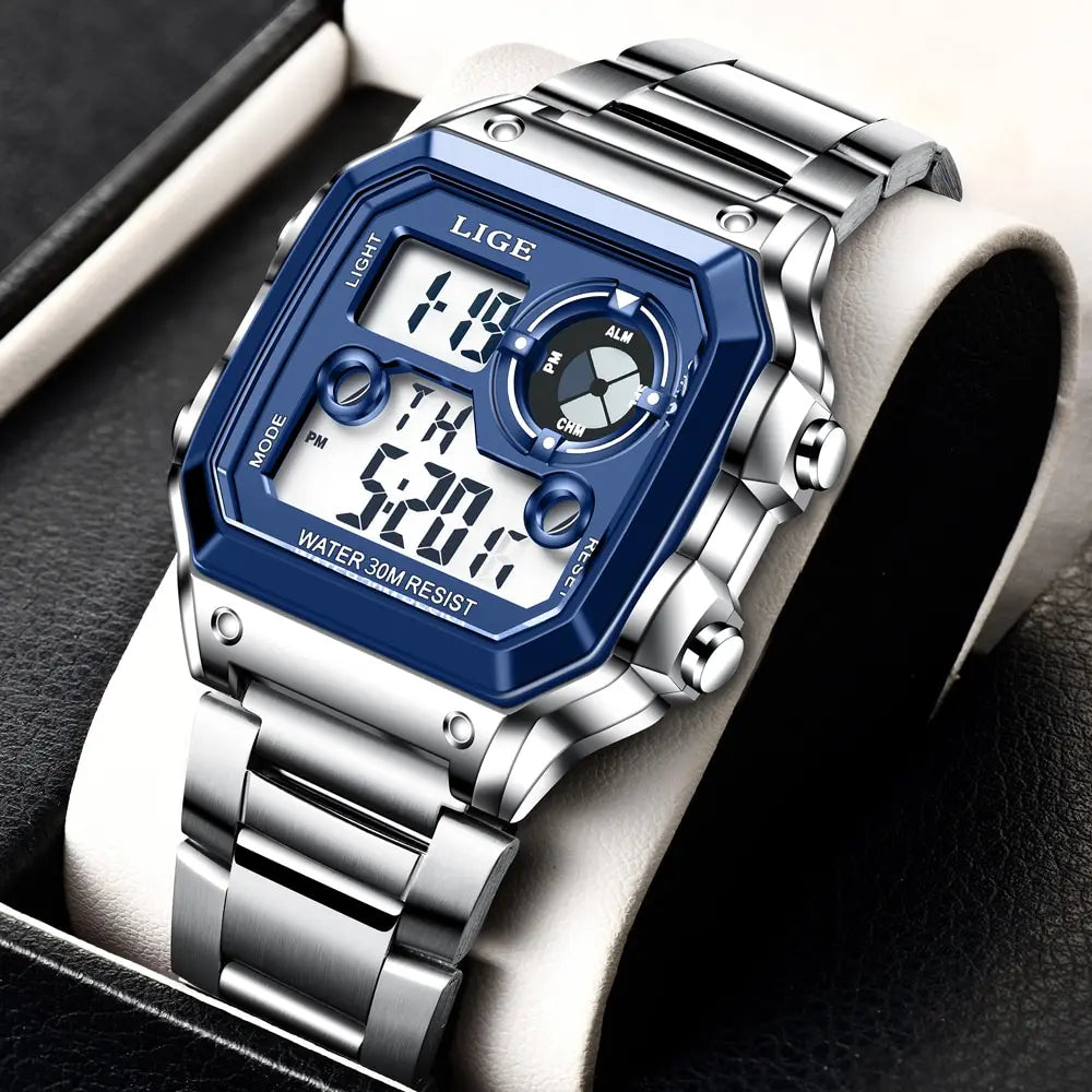Luxury Steel Digital Watch – Military Waterproof Edition