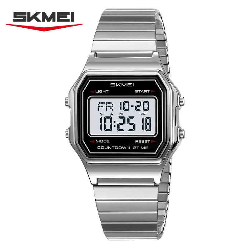 Classic Steel Digital Watch – Minimal Retro Style