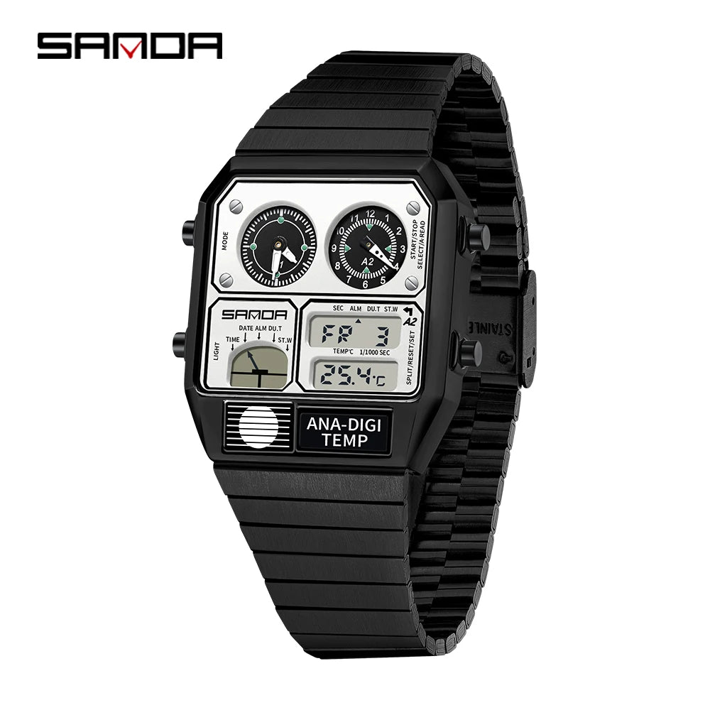 Vintage Dual Display Watch – Analog Digital Fusion Edition