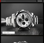 Reloj híbrido de lujo de acero – Hora dual analógica y digital