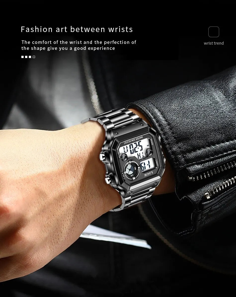 Reloj digital de acero de lujo – Edición militar sumergible