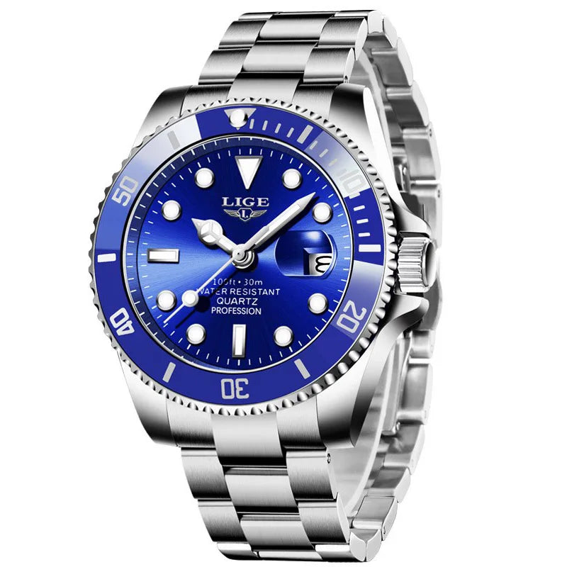 Blue Diver Watch – Stainless Steel Edition