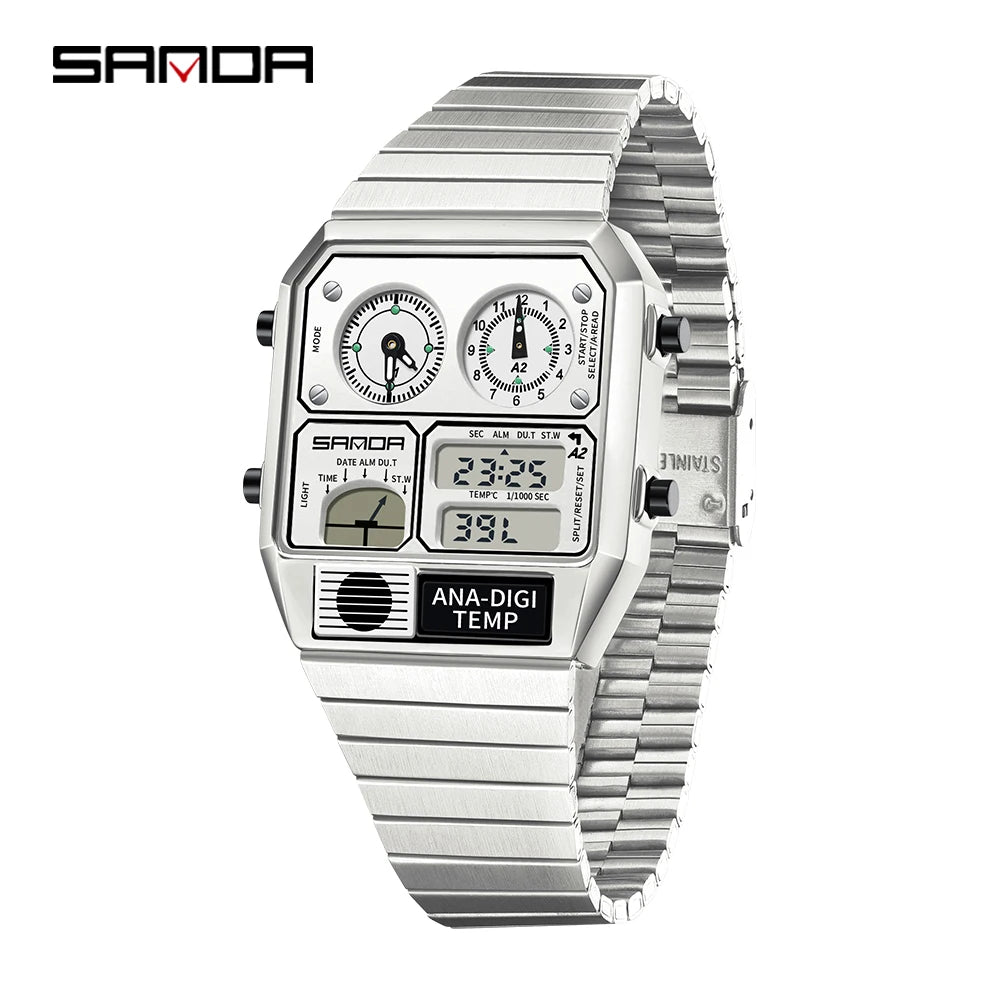 Vintage Dual Display Watch – Analog Digital Fusion Edition