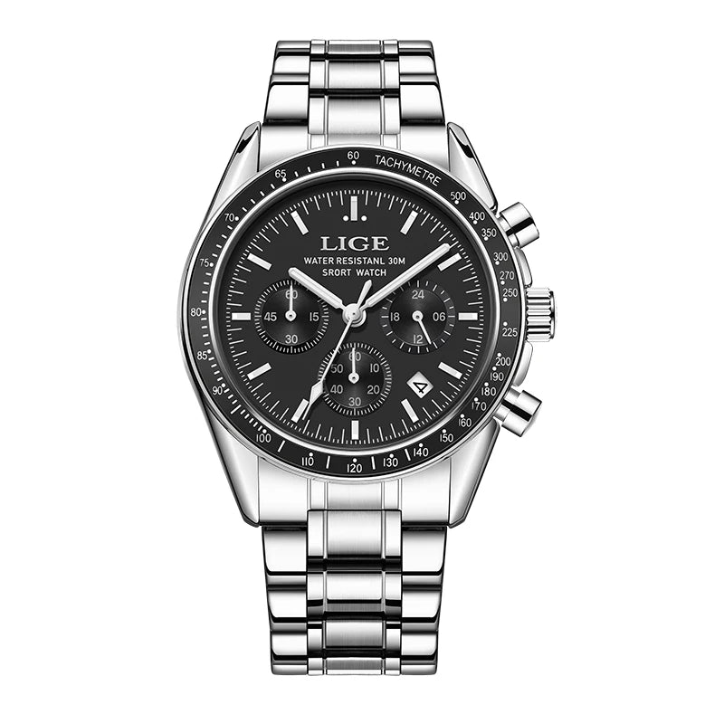 Blue Dial Chronograph Watch – Steel Business Edition