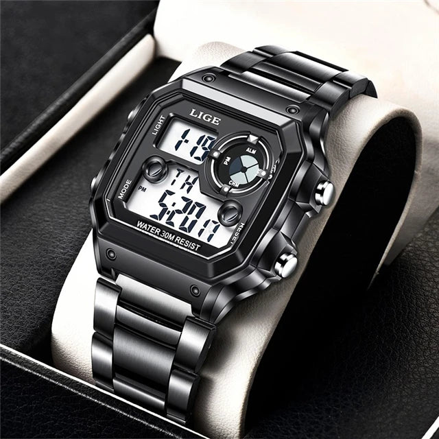 Luxury Steel Digital Watch – Military Waterproof Edition