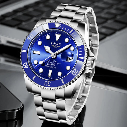 Blue Diver Watch – Stainless Steel Edition