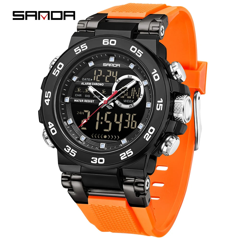 Premium Stainless Steel Sport Watch – Dual Display