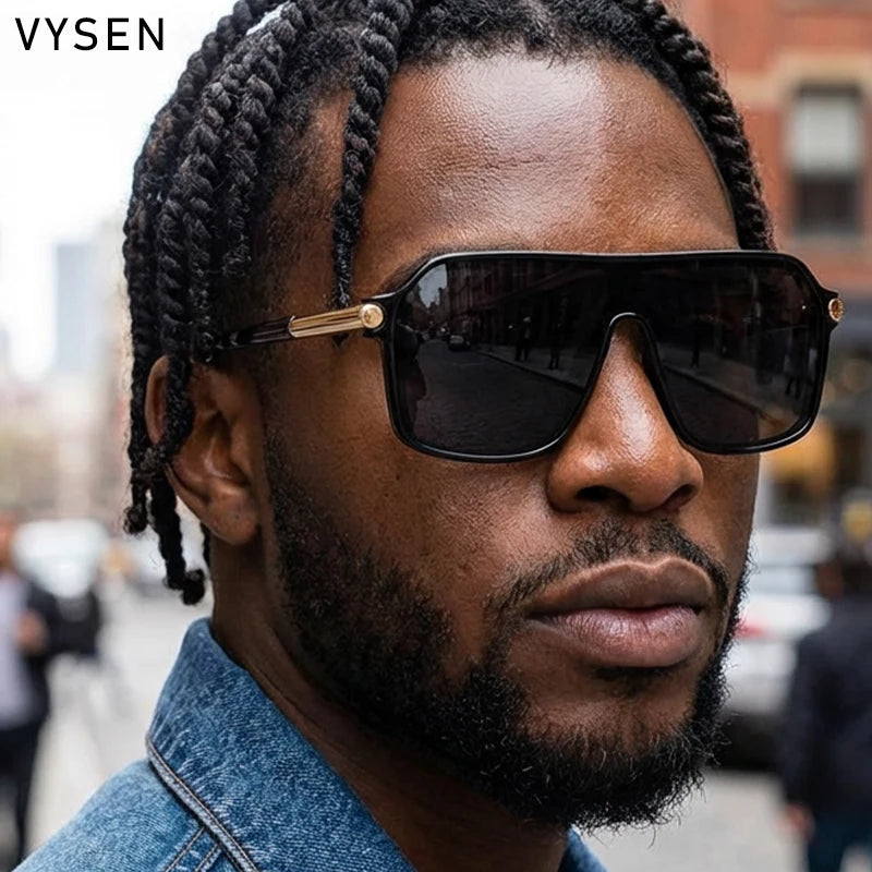 Luxury Shield Oversized Sunglasses – Men’s Vintage Metal Frame UV400