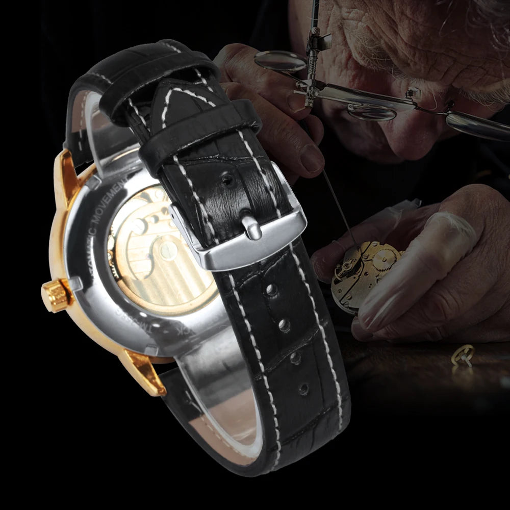 Luxury Tourbillon Skeleton Watch – Gold Automatic Edition