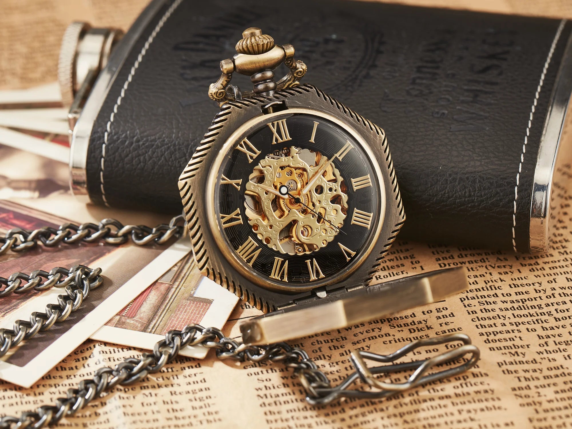 Luxury Skeleton Hexagonal Pocket Watch