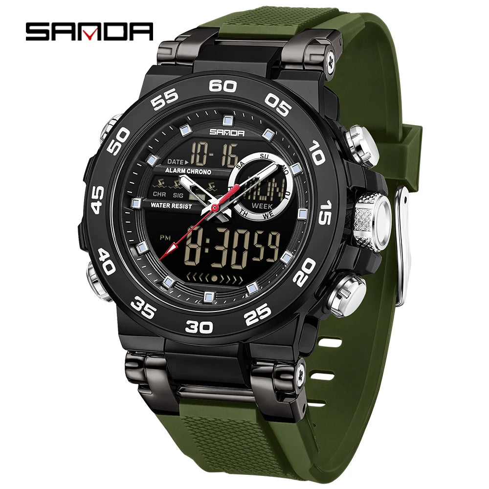 Premium Stainless Steel Sport Watch – Dual Display