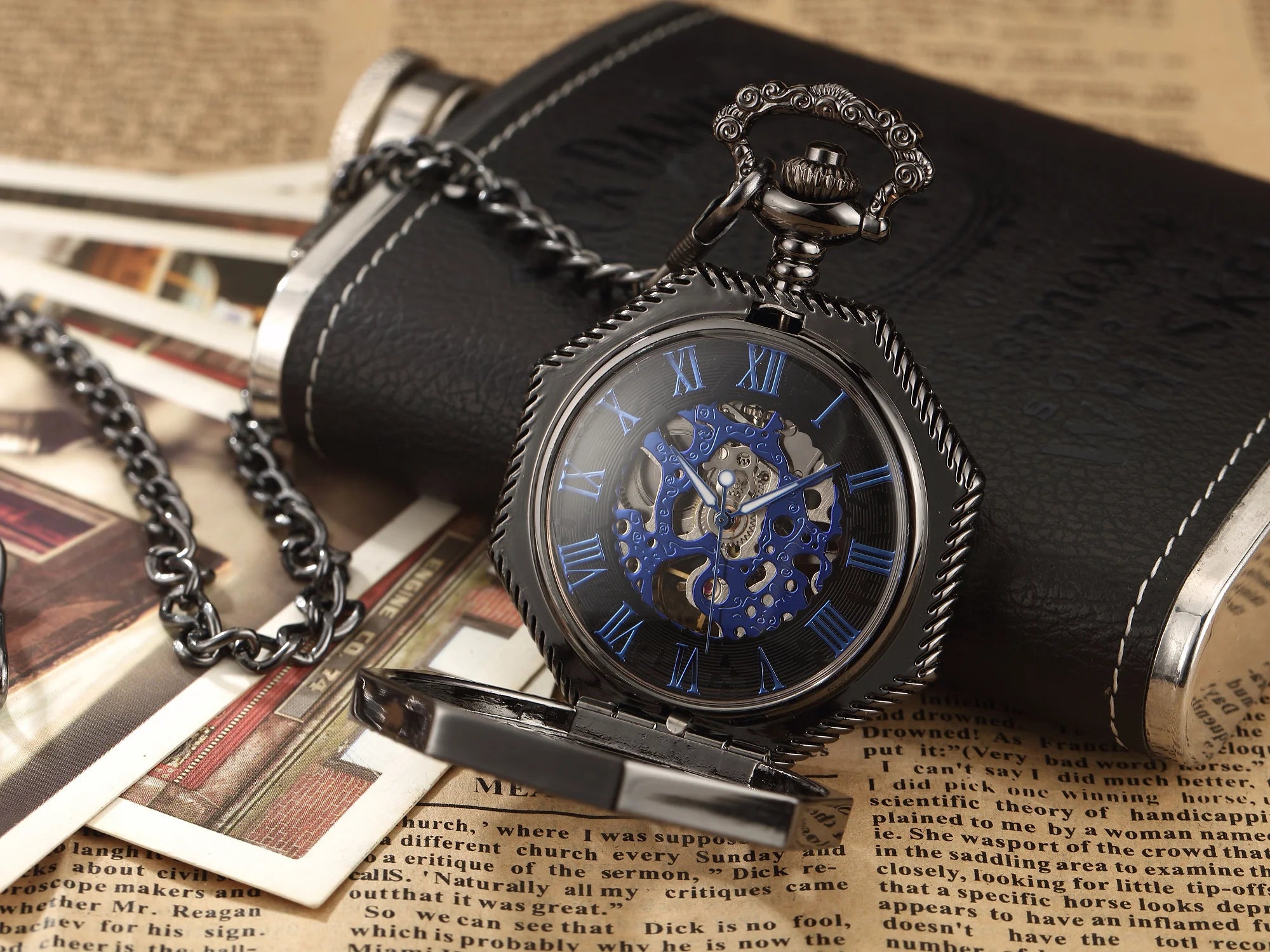 Luxury Skeleton Hexagonal Pocket Watch