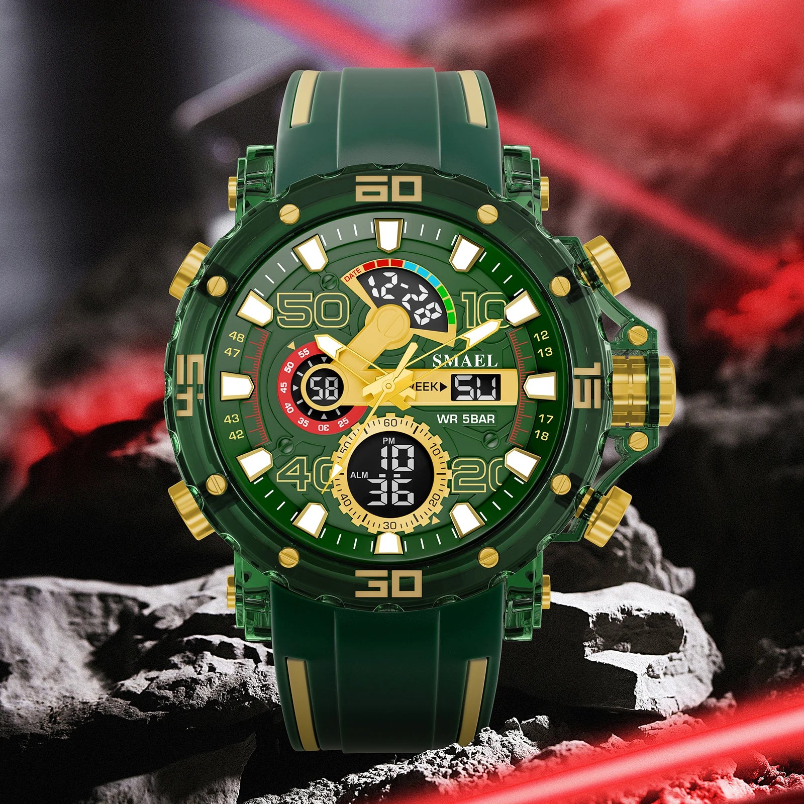 Rugged Tactical Watch – LED Digital, 50M Waterproof