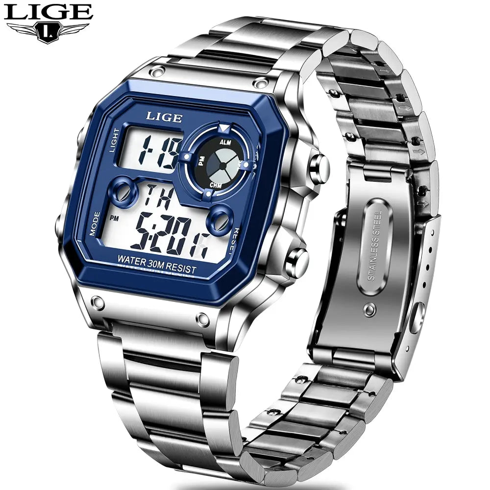 Reloj digital de acero de lujo – Edición militar sumergible
