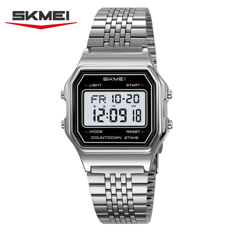 Classic Steel Digital Watch – Minimal Retro Style