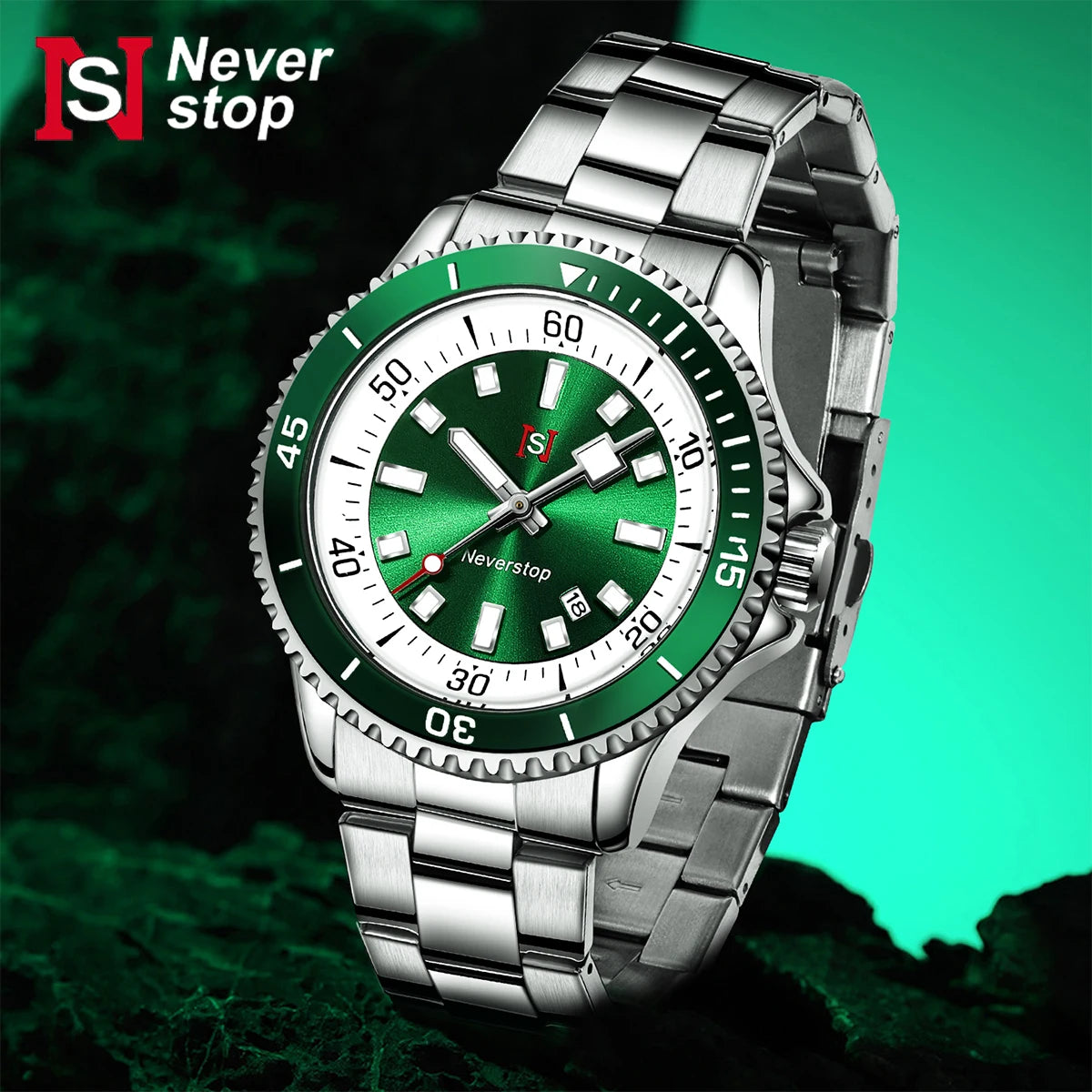 Premium Green Diver Watch – Steel Waterproof
