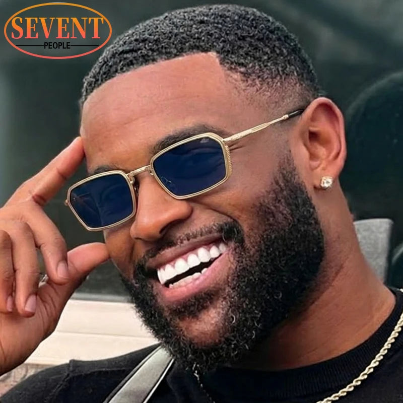Retro Rectangle Sunglasses – Luxury UV400 (Men)