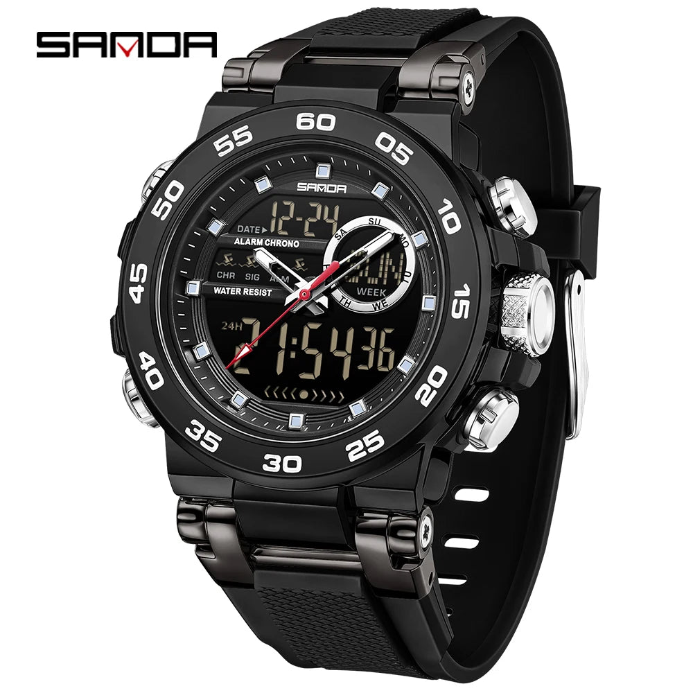 Premium Stainless Steel Sport Watch – Dual Display