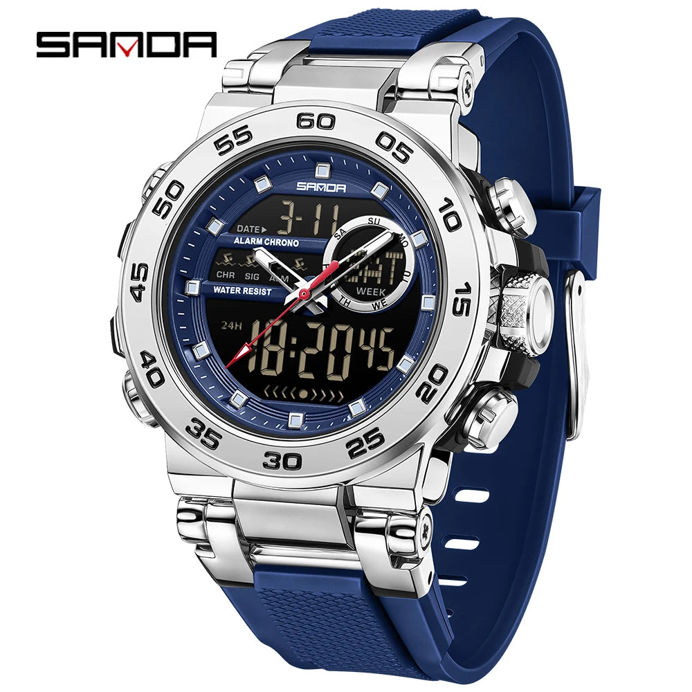Premium Stainless Steel Sport Watch – Dual Display