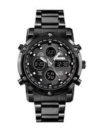 Reloj híbrido de lujo de acero – Hora dual analógica y digital